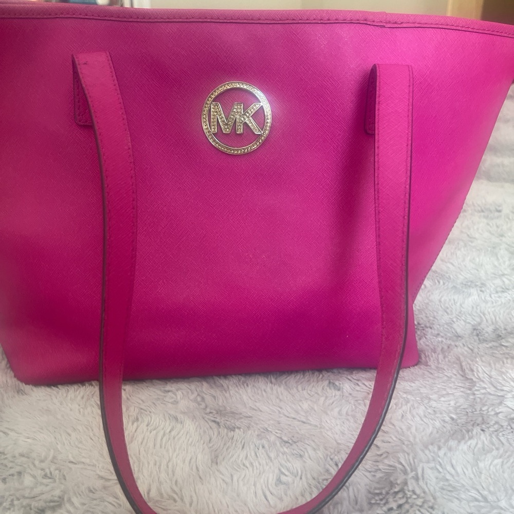 Michael Kors Beige Bag with Pink Accents